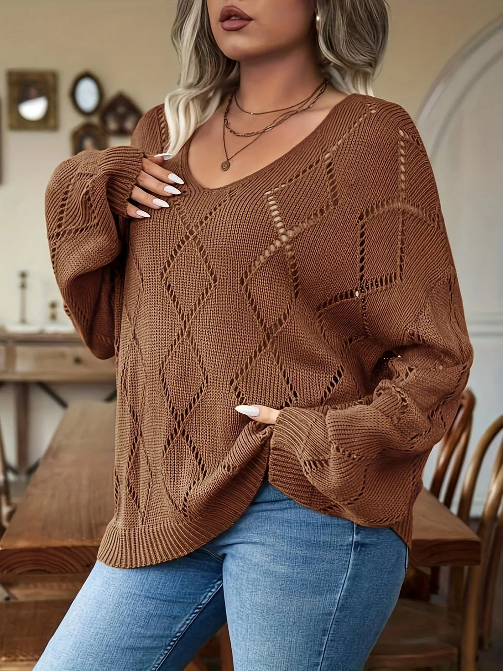 Oversized dames gebreide trui in plus size