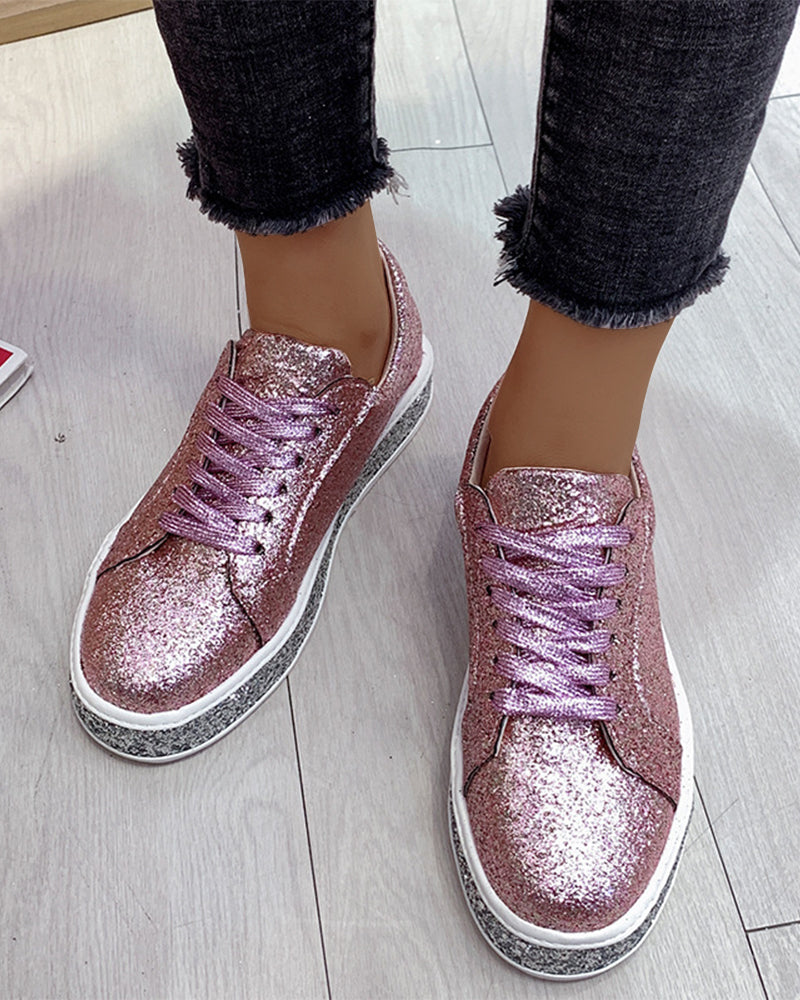 Plateau glitter dames sneakers