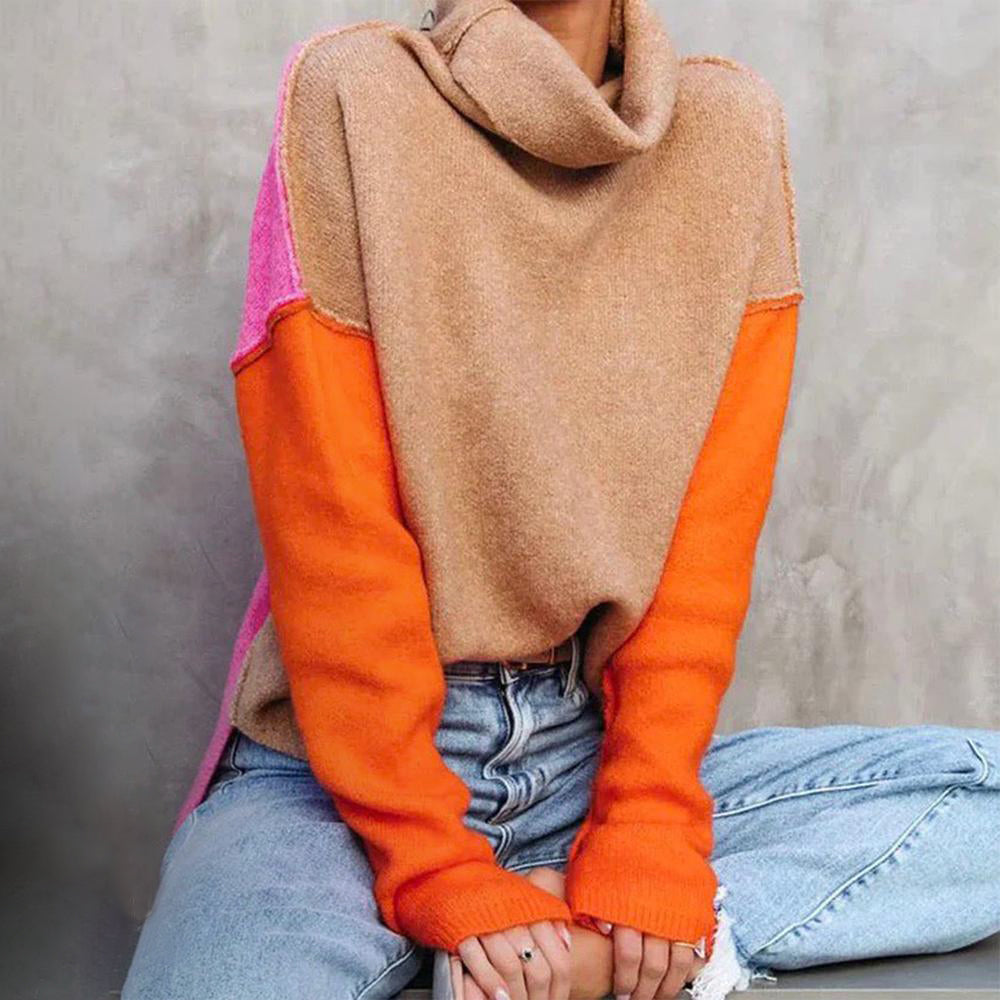 Indrukwekkende color block gebreide trui