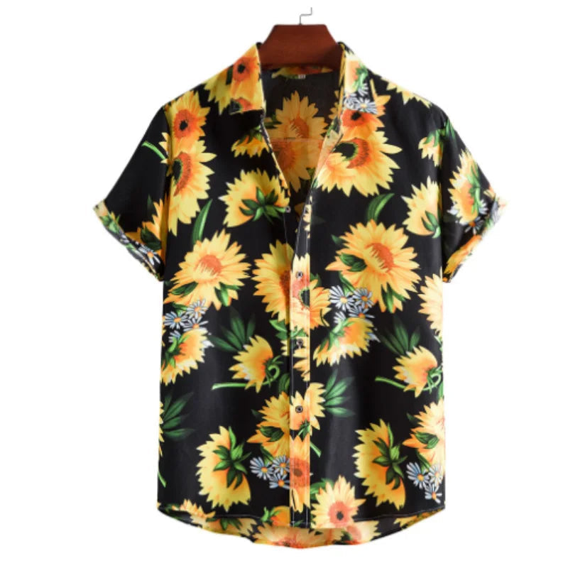 Licht & heren tropenhemd met bloemenpatroon- mateo