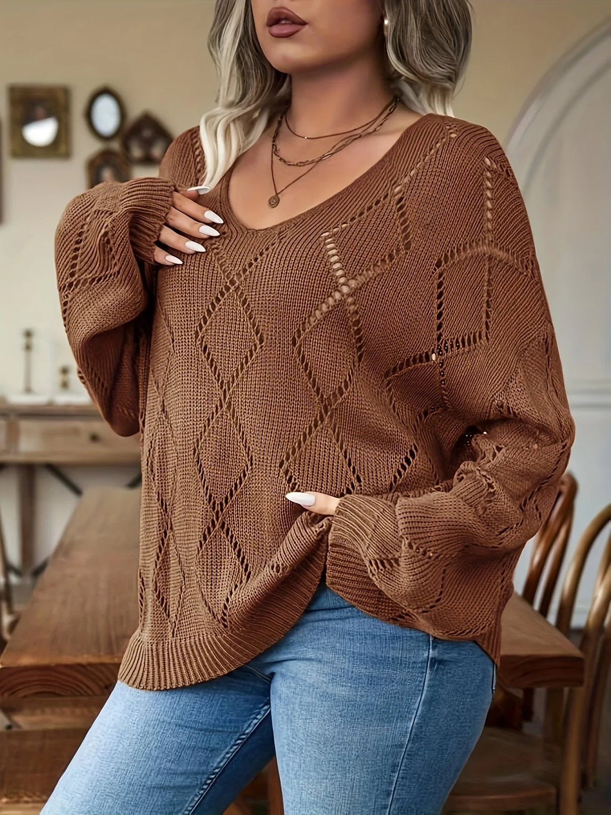 Oversized dames gebreide trui in plus size