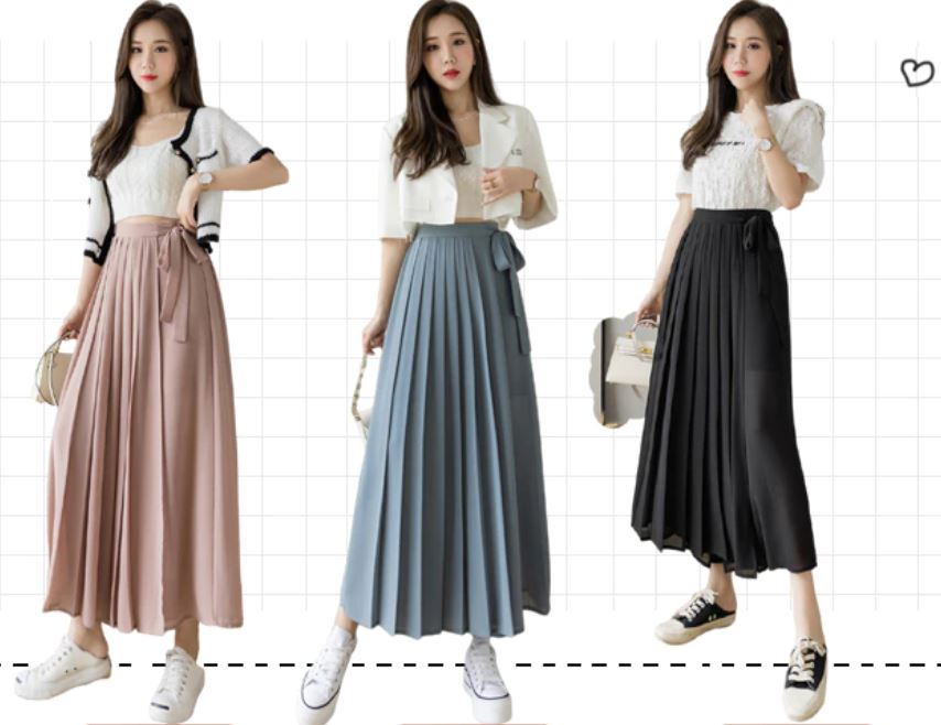 Geplooide broek van chiffon