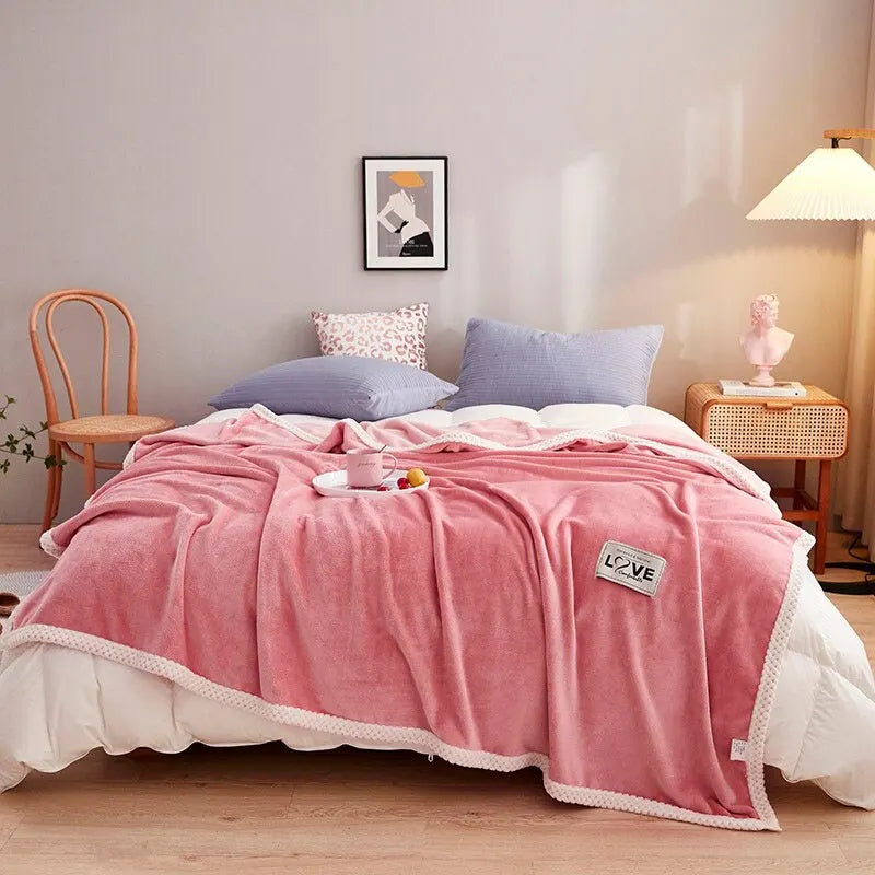 Roze flanellen fleece deken