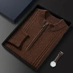 Warme casual herentrui met halve rits
