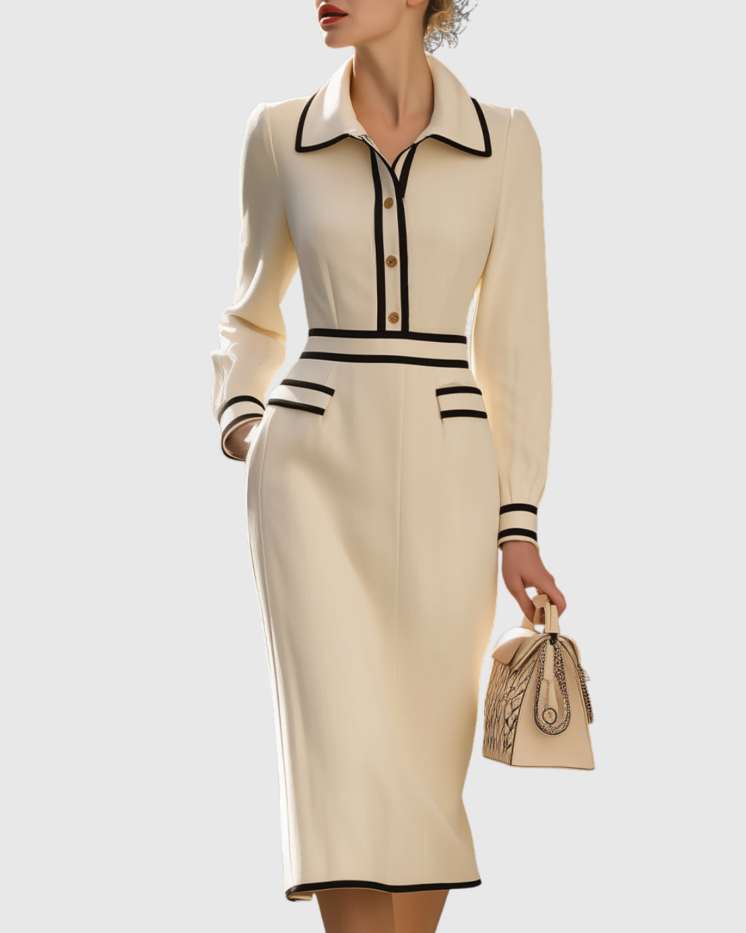 Vesna | Getailleerde midi-jurk met knoopdetails