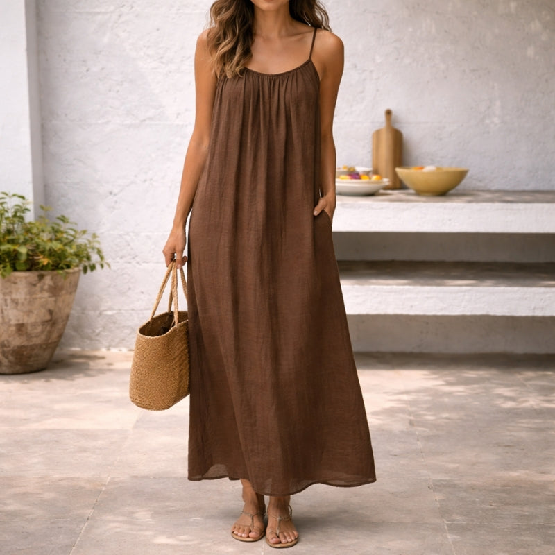 Sofie | Luchtige maxi-jurk met open rug en verstelbare taille
