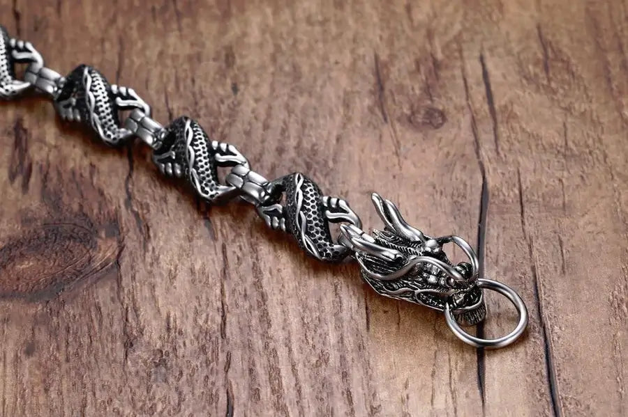 Vikings drakenkop mannenarmband