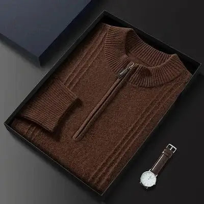 Warme casual herentrui met halve rits