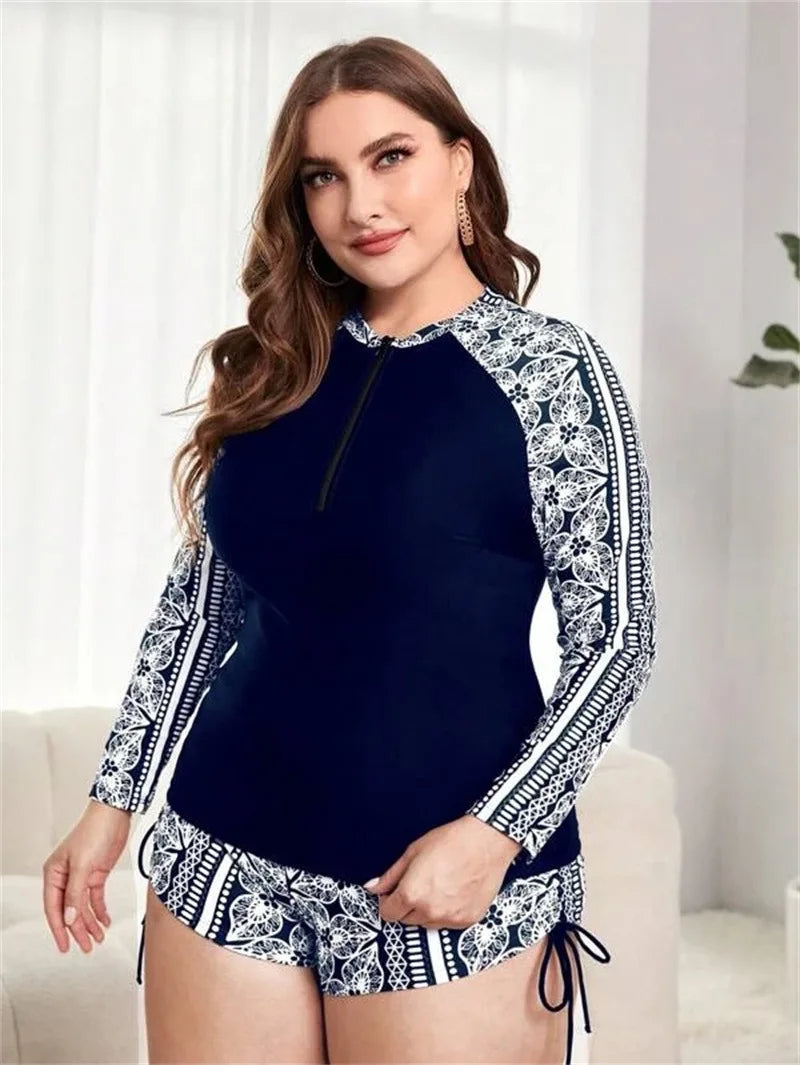 Amy plus-size zwempak met lange mouwen