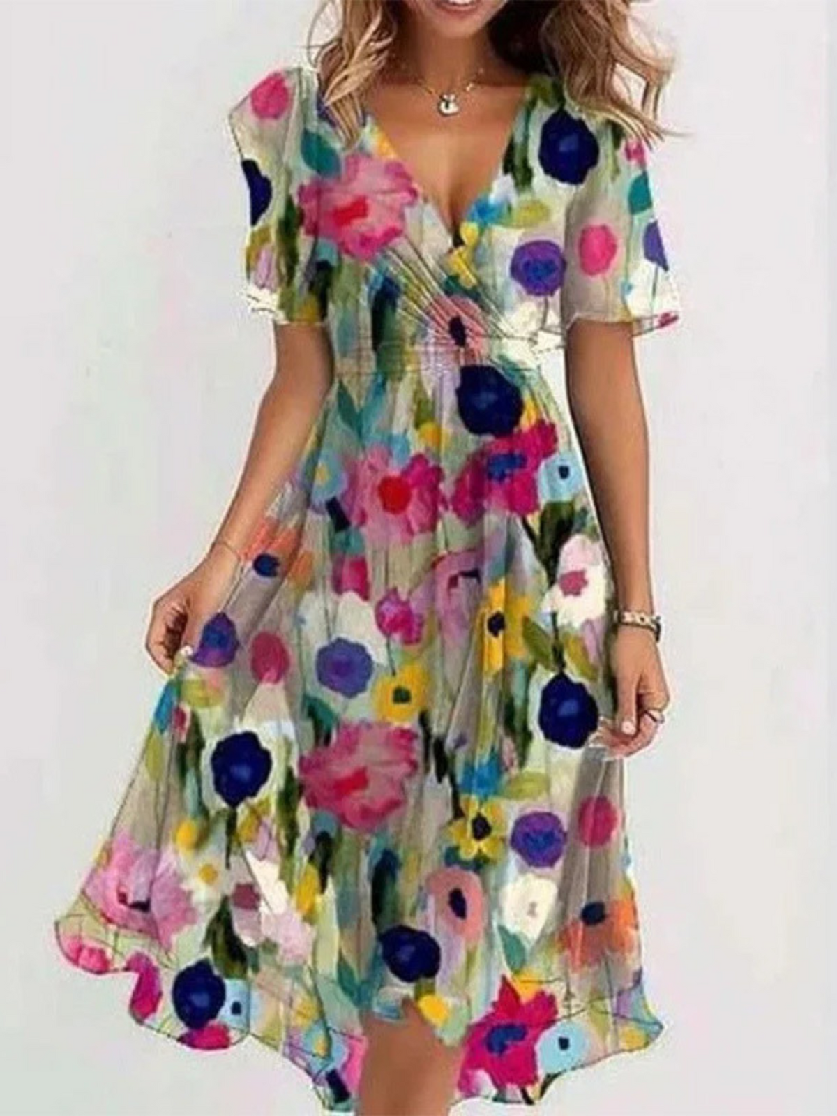 Edda | Losse bohemian damesjurk met bedekkend buikdetail