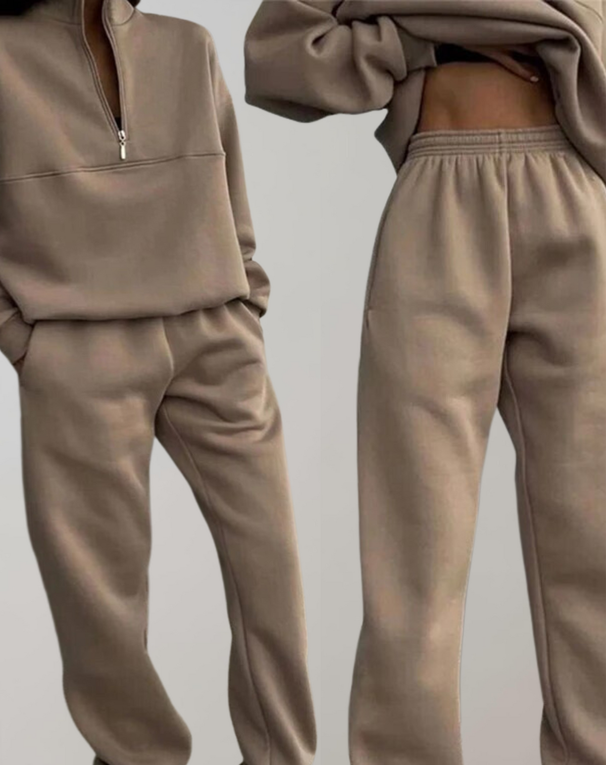 Tweedelige fleeceset met top en broek
