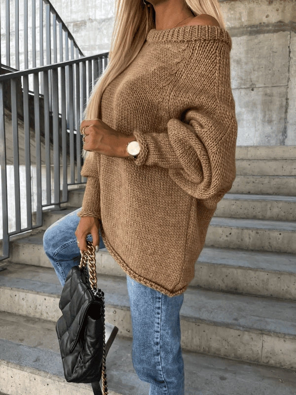 Gelaagde gebreide damestrui met off-shoulder design — afbeelding 22