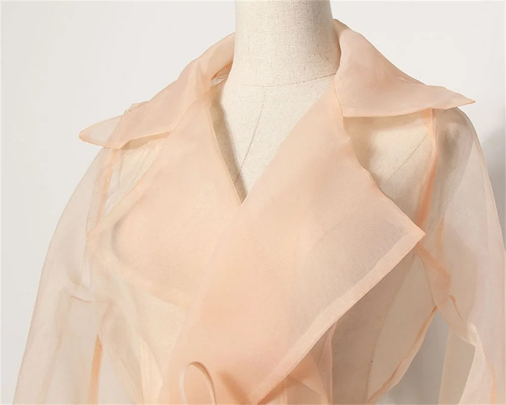 Tweedelige chiffon zomerset met riem en rok