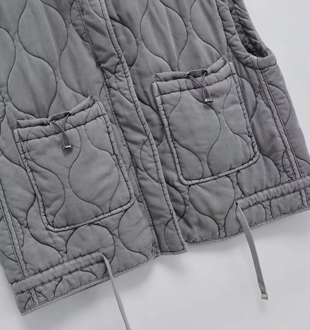 Grijze mouwloze katoenen bodywarmer