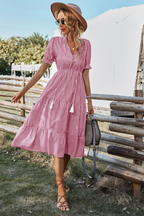 Gestreepte zomer midi jurk