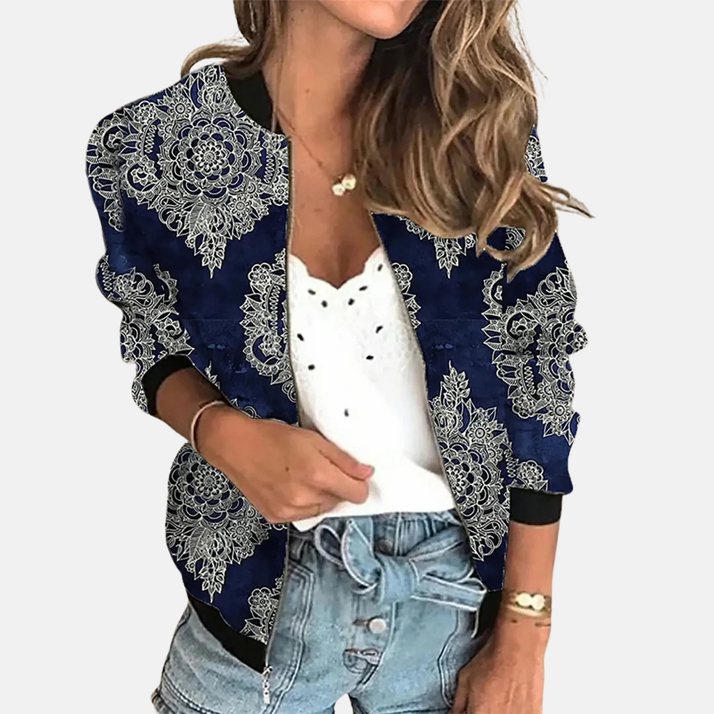 Dames retro bomberjack met print — afbeelding 20