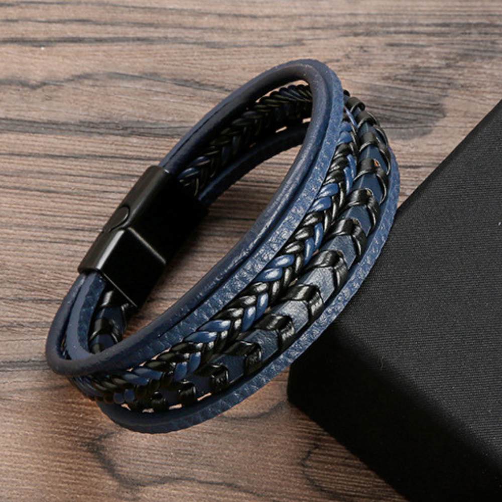 Gelaagde gevlochten armband met magneetsluiting