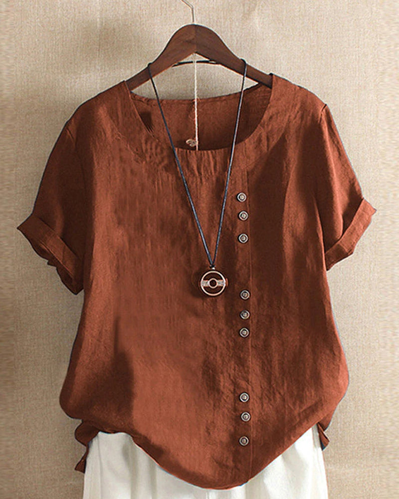 Casual korte mouw blouse met ronde hals — afbeelding 14
