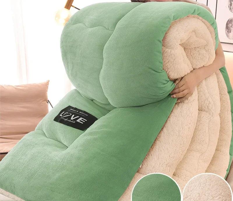 Winterdekbed met flanellen fleece en wol-polyestervulling