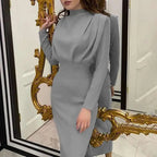 Bodycon midi jurk met turtleneck — afbeelding 16
