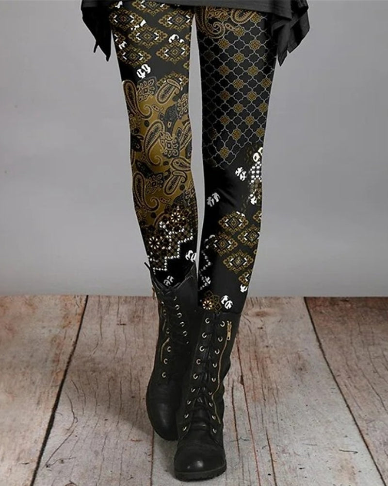 Bohemian retro leggings met etnische prints