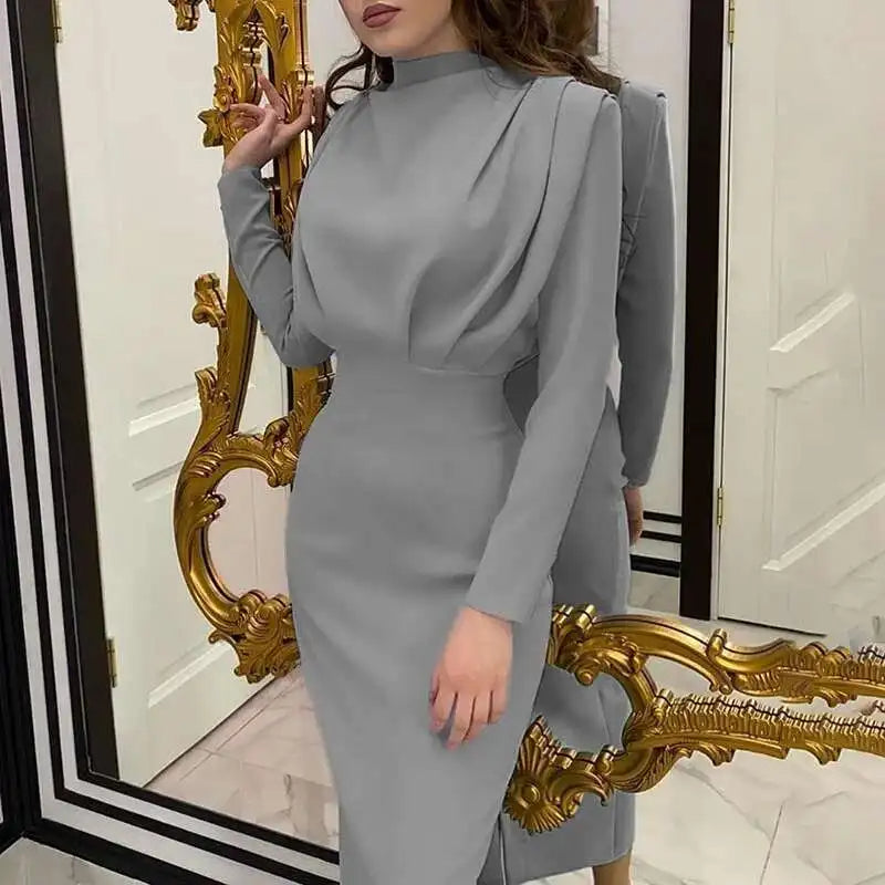 Bodycon midi jurk met turtleneck — afbeelding 2