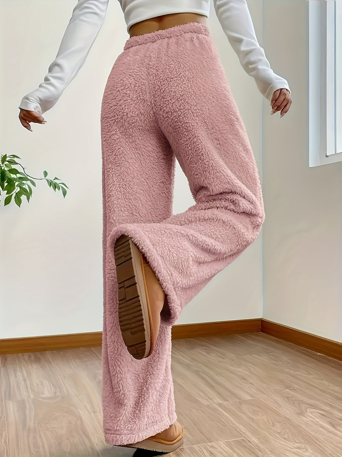 Zachte teddy sherpa loungebroek voor dames