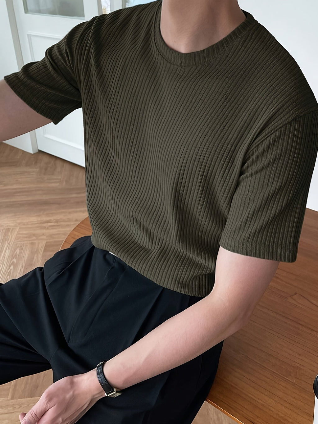 Luchtig groen heren T-shirt