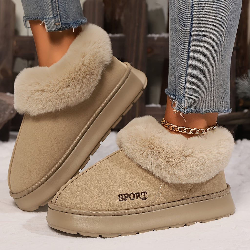 Warme pluche dames pantoffels met antislip zool