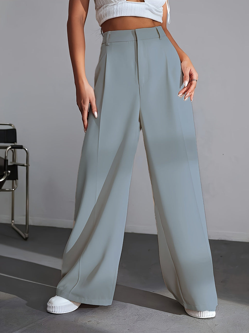 Effen broek met wijde pijpen