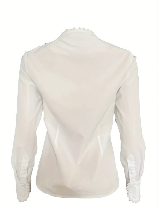 Chique witte damesblouse met gouden knopen