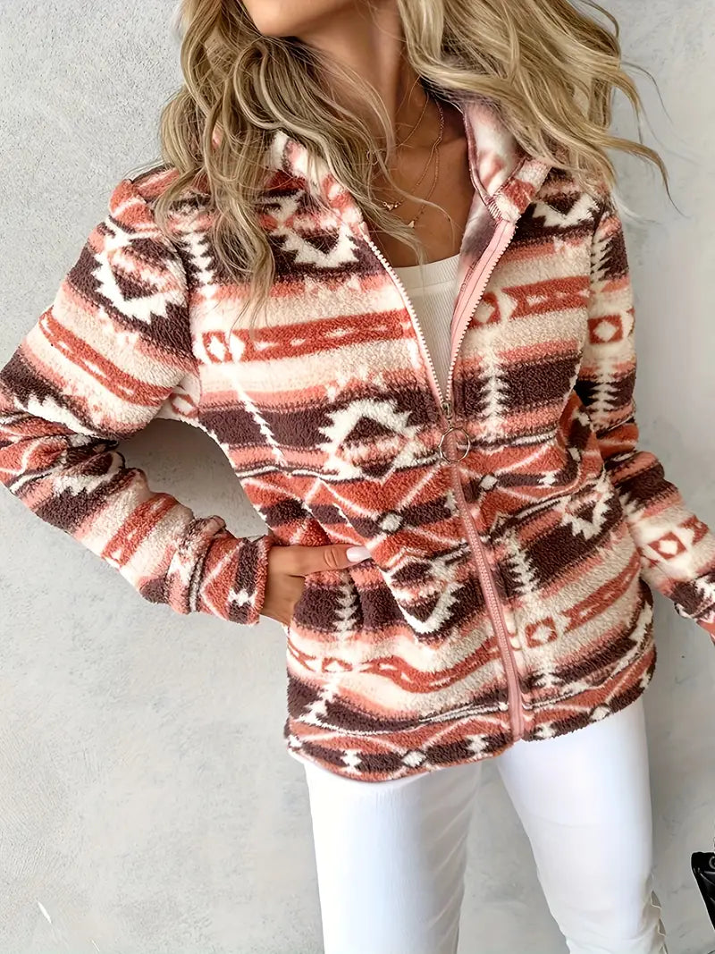 Dames teddy vest met aztekenpatroon