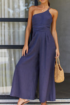 Mouwloze dames jumpsuit met losse pasvorm