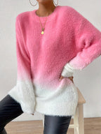 Gegradueerde kleur crew neck fuzzy trui