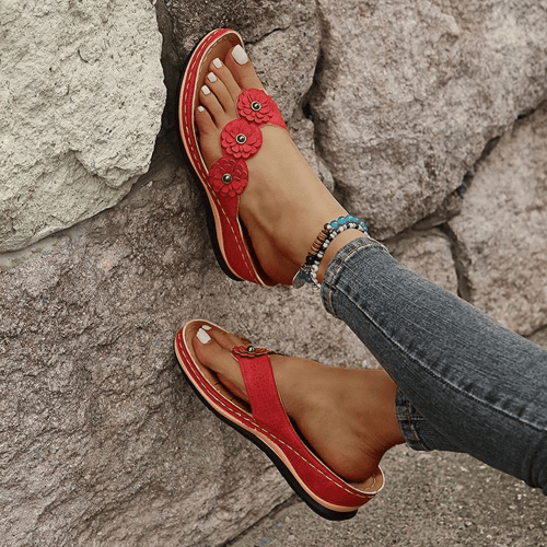 Dames sandalen met bloemendetail