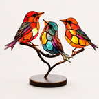 Decoratieve vogels op tak – handgemaakt beeld