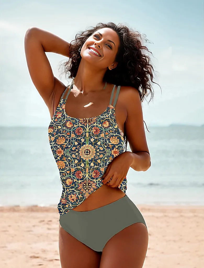 Mouwloze bikini met aantrekkelijk patroon