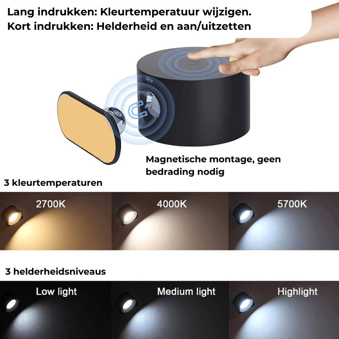 Luma360 – draadloze oplaadbare 360° muurlamp