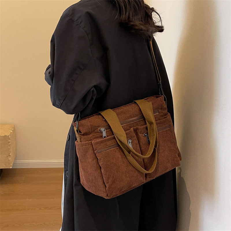 Corduroy schoudertas