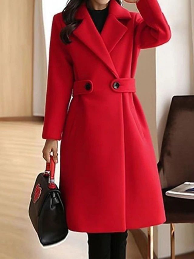 Erna | Lange damestrenchcoat met brede revers
