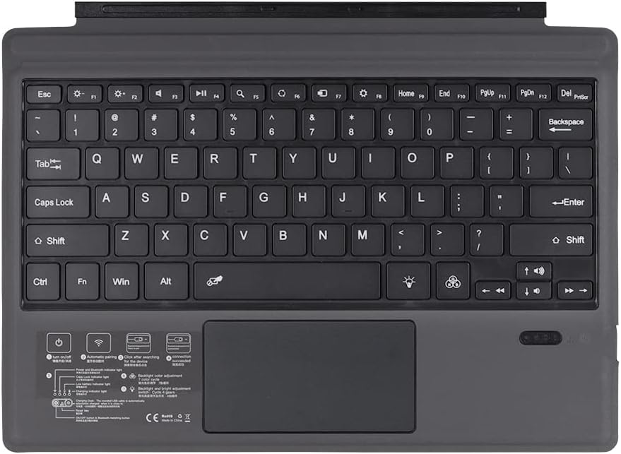 Draadloos bluetooth-toetsenbord met achtergrondverlichting en touchpad voor surface pro — afbeelding 19