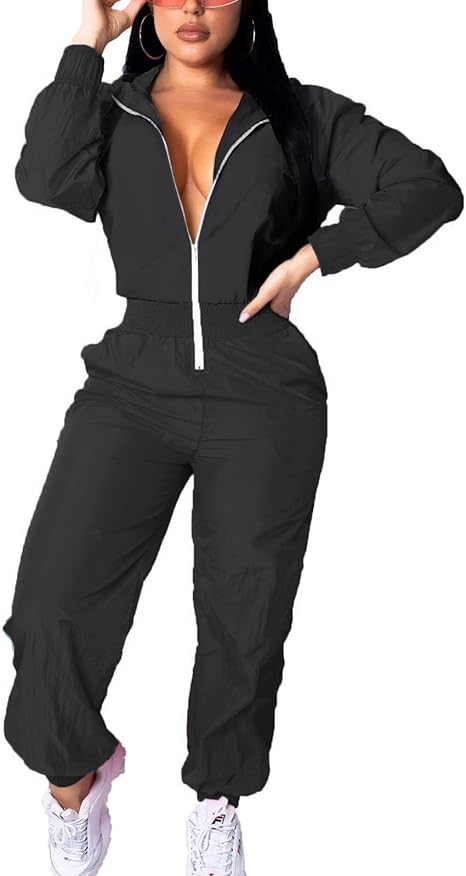 Retro dames windbreaker jumpsuit