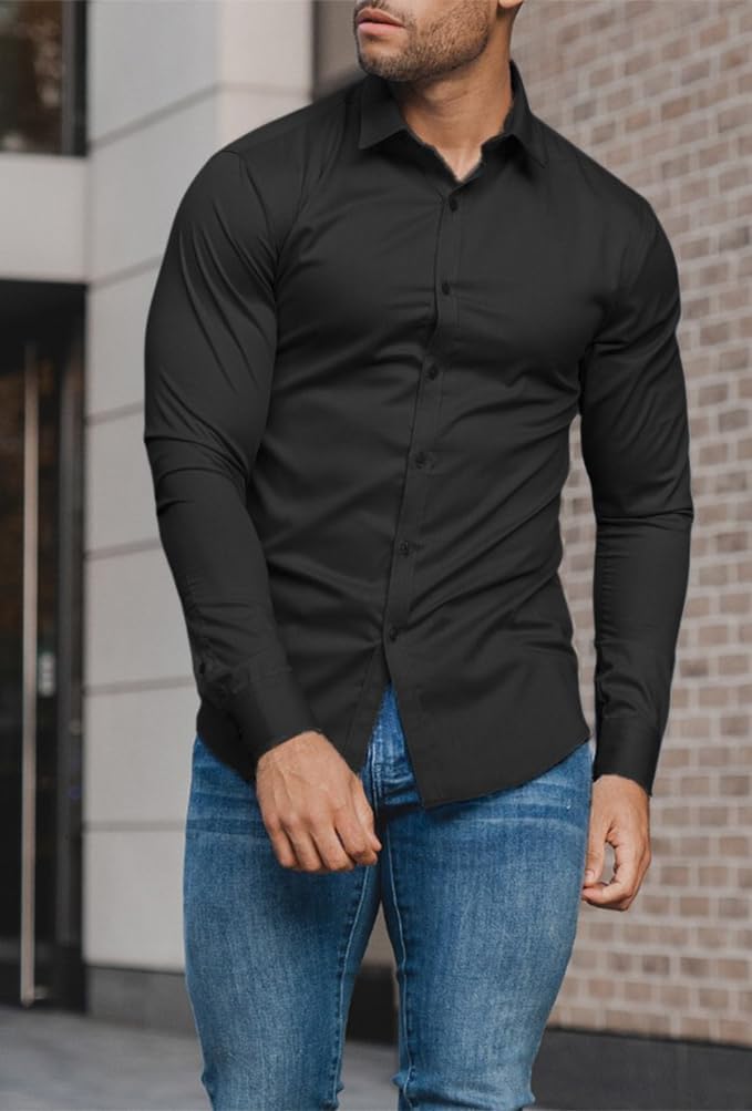 Kreukvrij slim fit overhemd voor heren — afbeelding 34