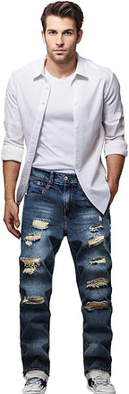 Heren slim-fit ripped jeans