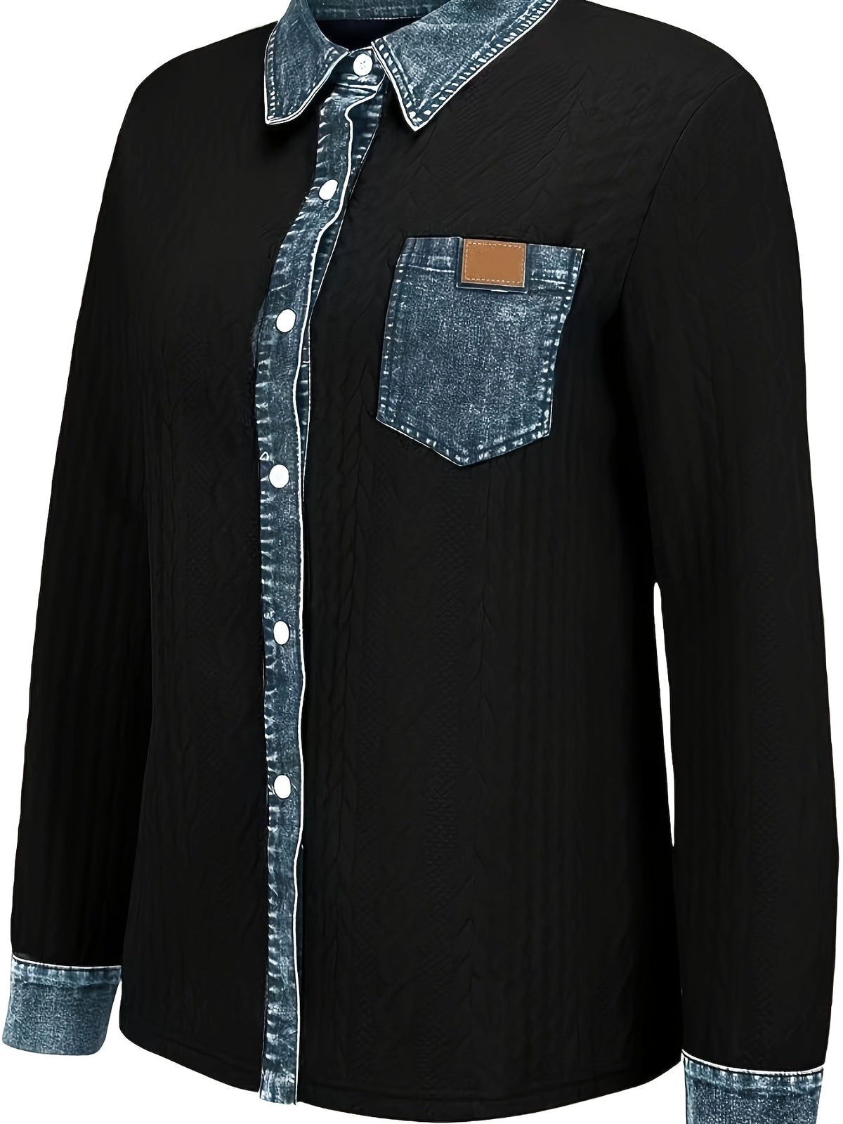 Kabelgebreid vest met contrasterende bies en borstzak