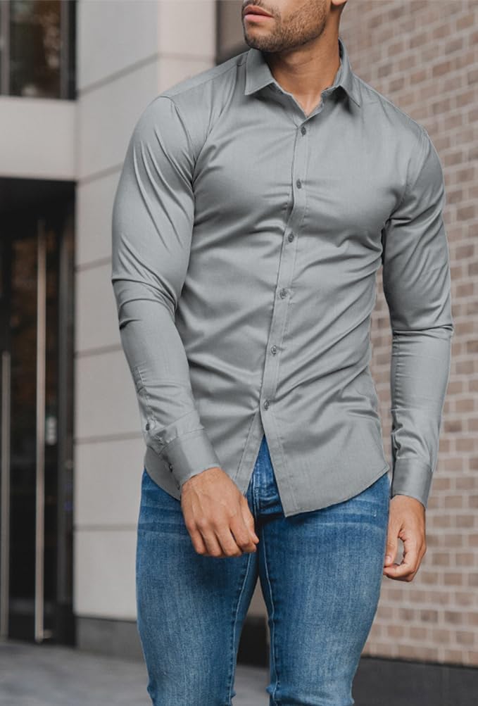 Kreukvrij slim fit overhemd voor heren — afbeelding 5