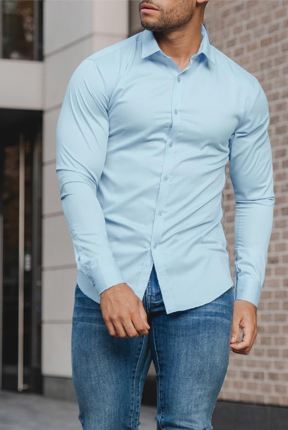 Kreukvrij slim fit overhemd voor heren — afbeelding 46