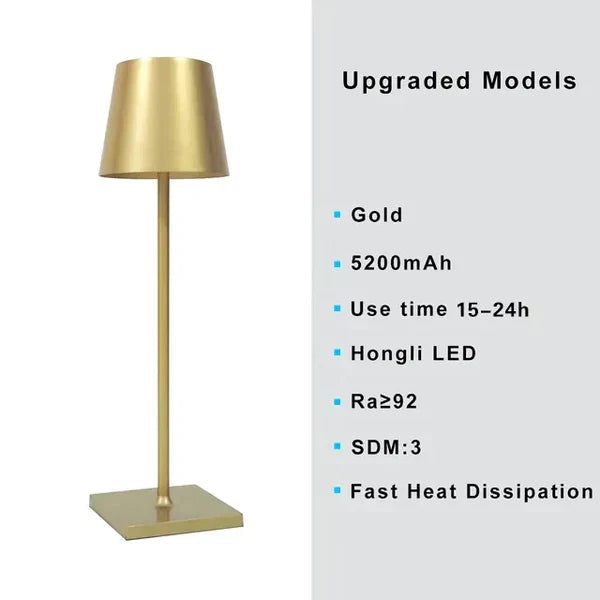 Draagbare moderne aluminium dimbare tafellamp