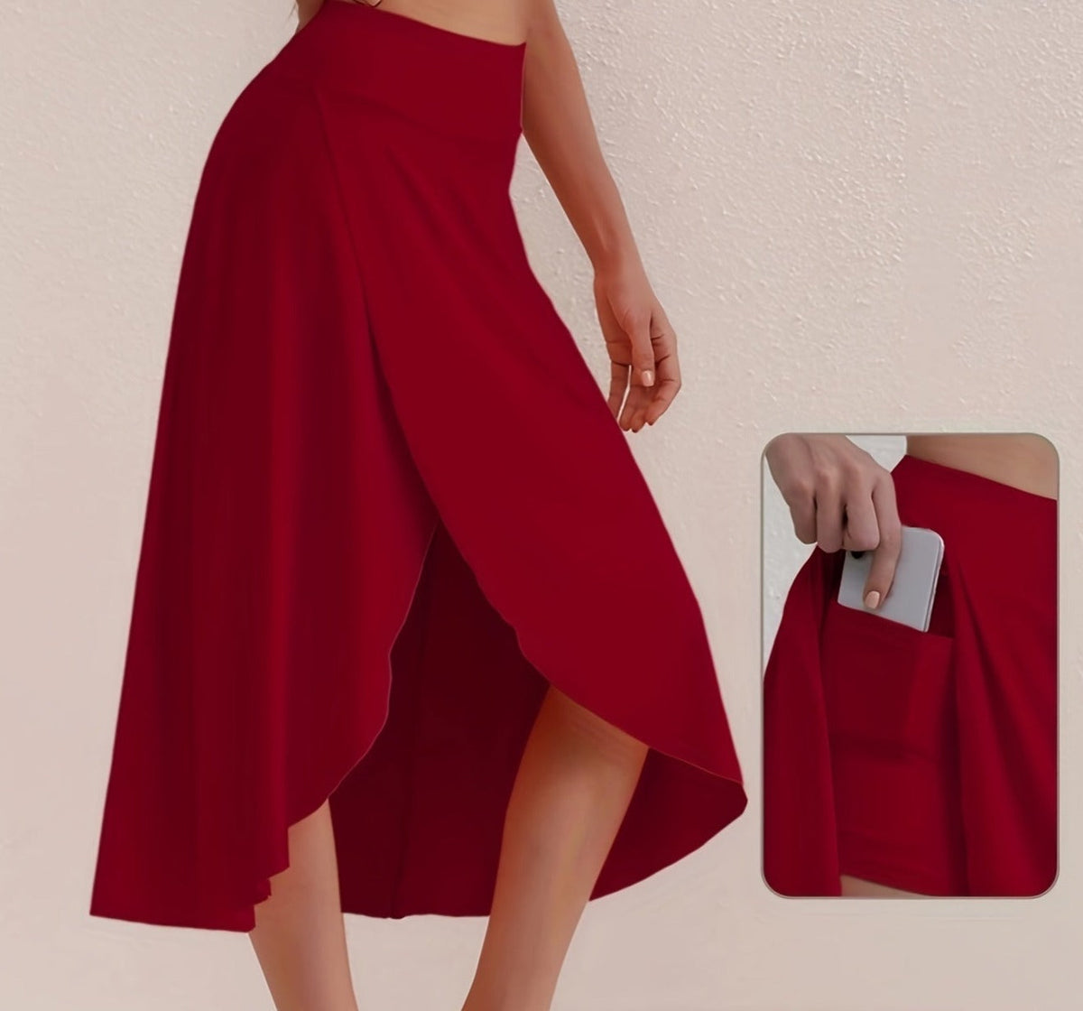 Sportieve rok met hoge taille en asymmetrische snit