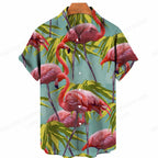 Tropisch 3D flamingo overhemd